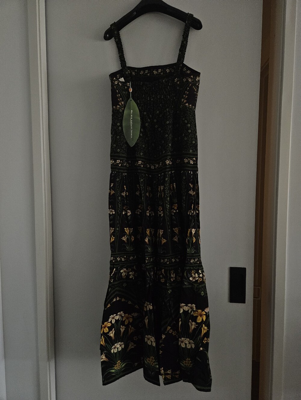 Farm Rio Flowers Arch Black Floral Linen Maxi Dress, Size XSmall, NWT - Picture 4 of 5